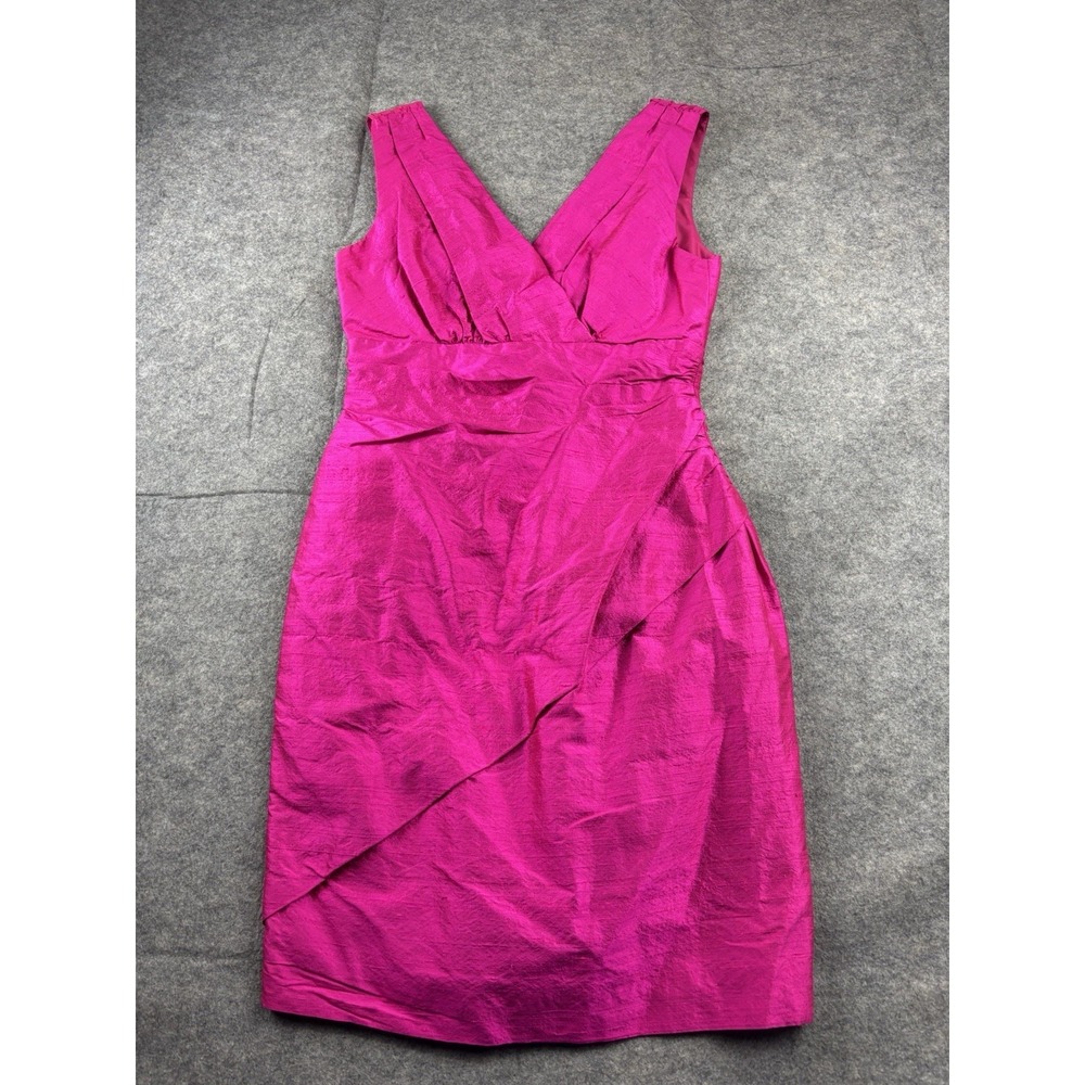 Nicole Miller Womens 4 Pink 100% Silk V-Neck Sheath Dress Barbie Sexy Going Out